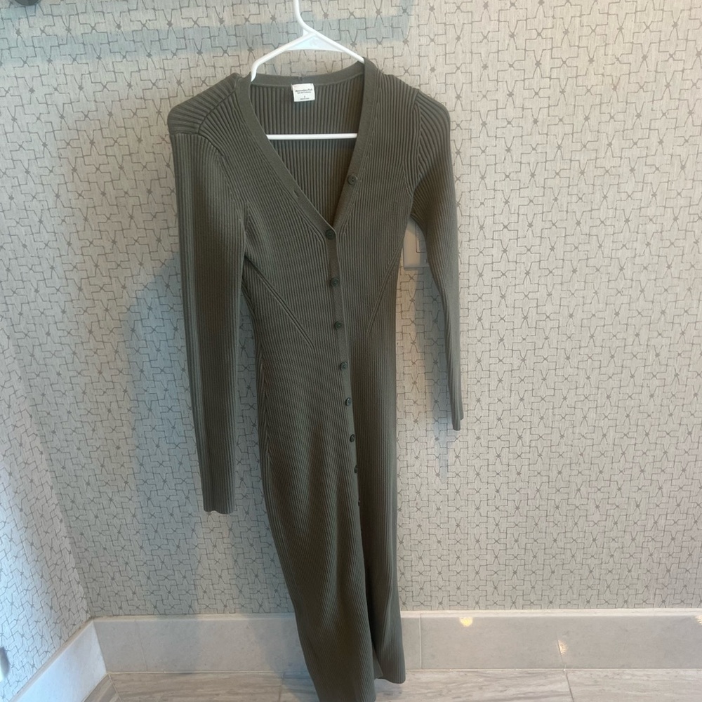 Abercrombie ribbed dress olive